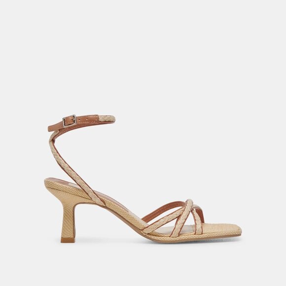 NEW DOLCE VITA Made In Brazil Leather Manji Braided Heeled Sandals Natural 252 - Picture 2 of 14